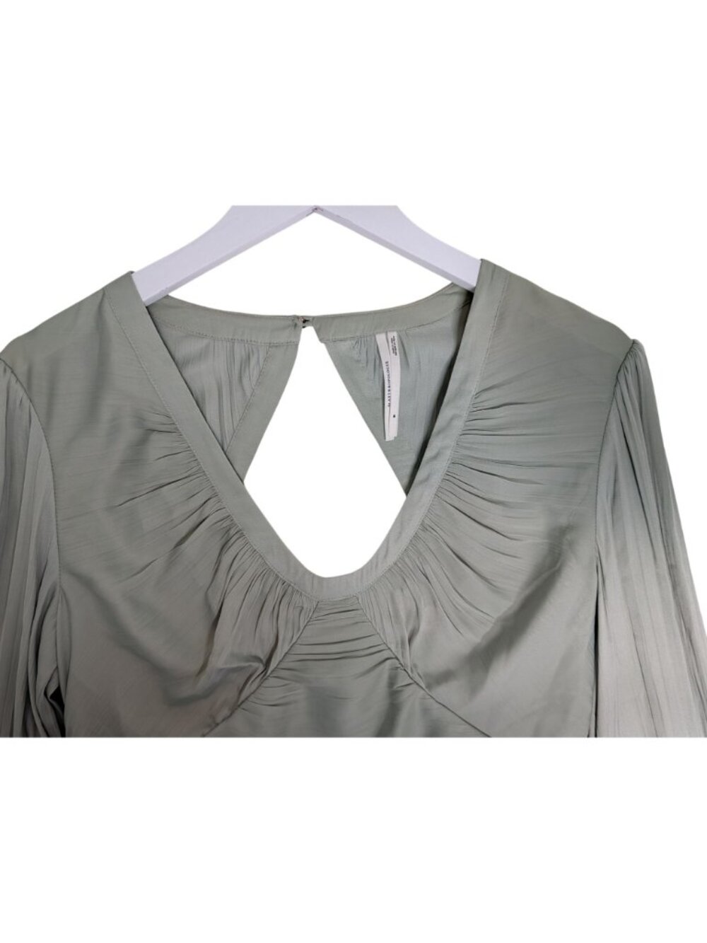 Anthropologie Sage Blouson Sleeve Peasant Top Cutout Back Ruched Front Feminine - Picture 10 of 12